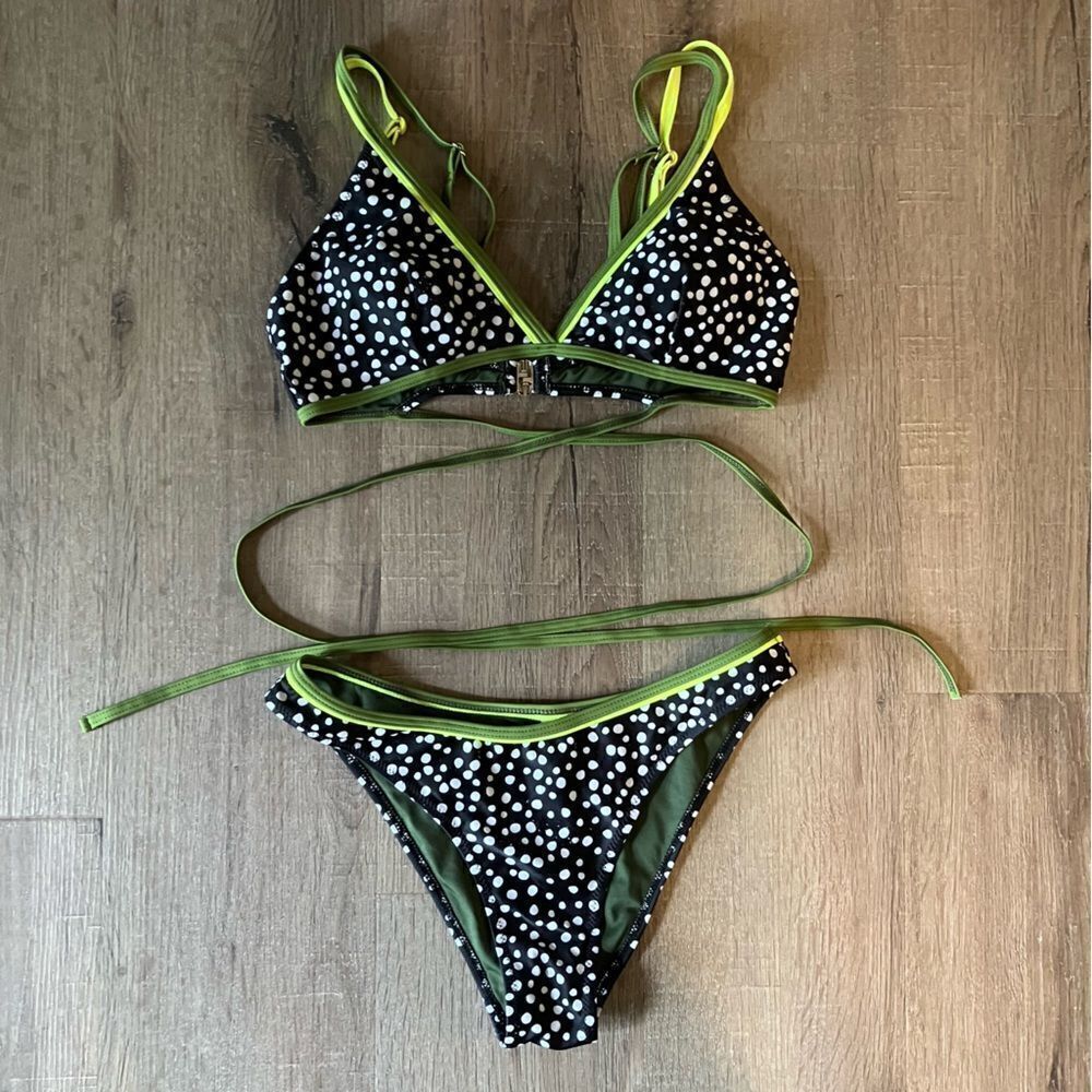 Cupshe Black/White Polka Dot Bikini Set EUC